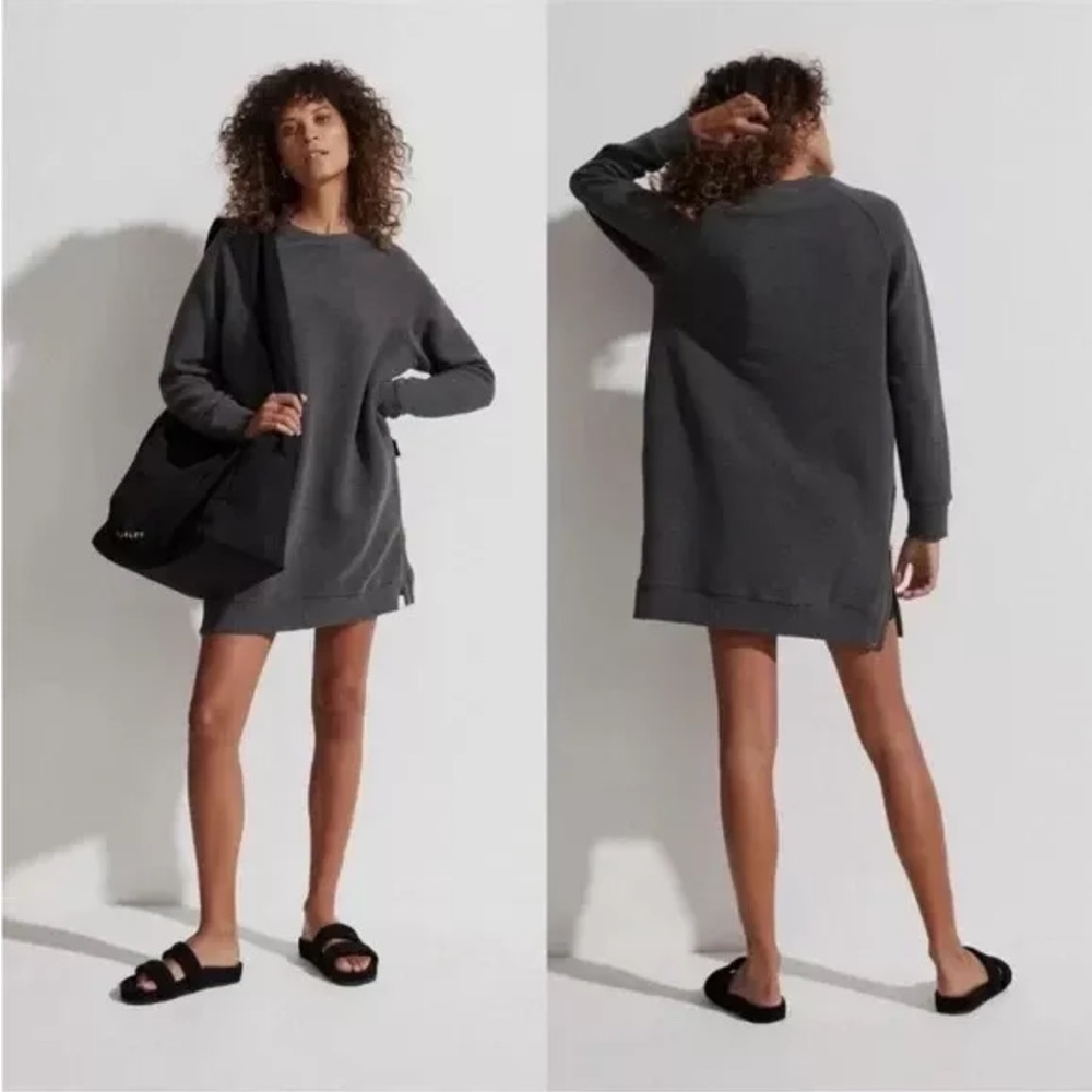 Varley Albret long sleeve ribbed dress with zippers size L charcoal gray